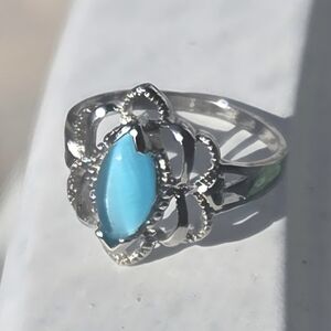 Elegant .925 Silver and Blue Diamond Stone Women's Ring- size 7 - NEW